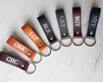 Personalised Leather Keyring  -  Key fob Keychain housewarming gift monogram