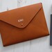 A4 MONOGRAM Leather Document Holder Portfolio Folio Case Letter Paper Folder Custom Personalized - Tan