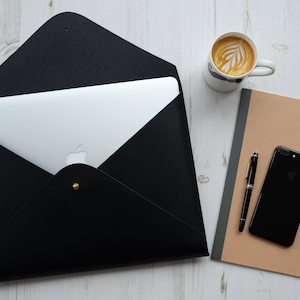 MacBook Pro 15" MONOGRAM Leather Sleeve Case Laptop Holder - Black