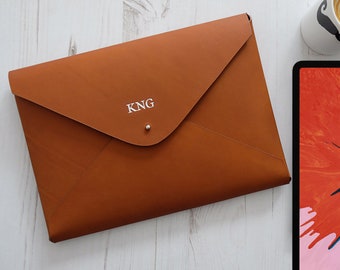 Android Tablet Leather Case Sleeve Holder 15"  - TAN