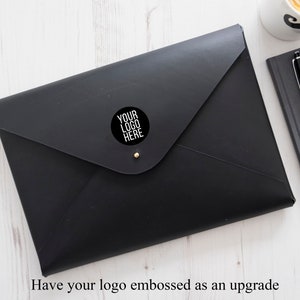 MacBook 12" inch MONOGRAM Leather sleeve Case Folder Holder Custom Personalised - Black image 9