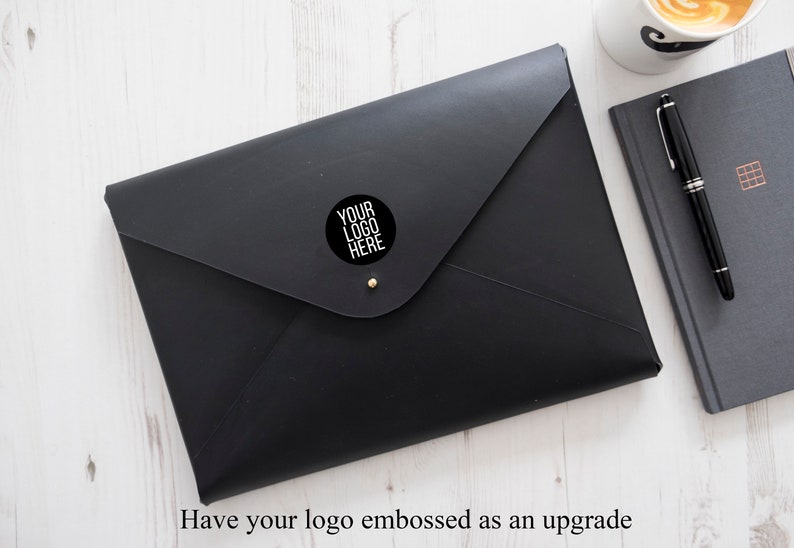MacBook 12" inch MONOGRAM Leather sleeve Case Folder Holder Custom Personalised - Black image 9