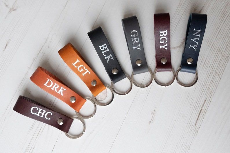 Personalised Leather Keyring Key fob Keychain housewarming gift monogram image 1