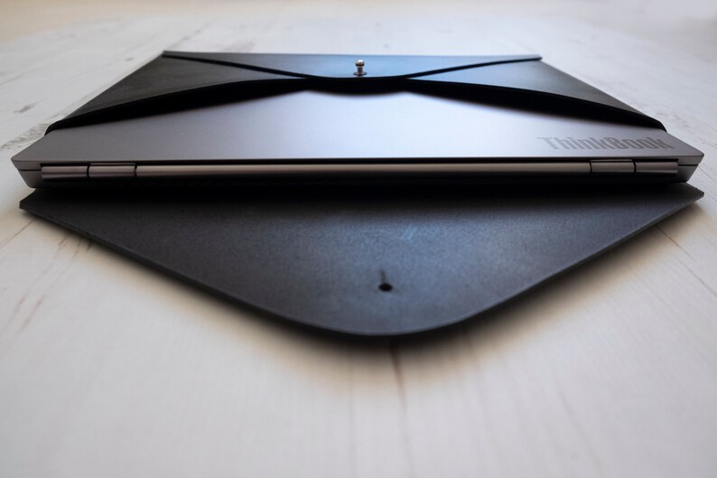 MacBook 12" inch MONOGRAM Leather sleeve Case Folder Holder Custom Personalised - Black image 4