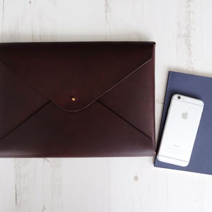 A4 MONOGRAM Leather Document Portfolio Folio Case Letter Paper Folder Holder Custom Personalized Chocolate image 5
