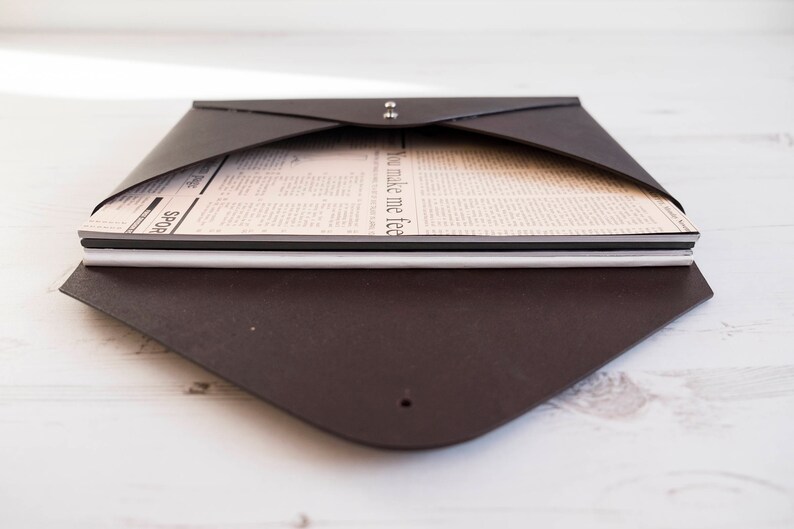 A4 MONOGRAM Leather Document Portfolio Folio Case Letter Paper Folder Holder Custom Personalized Chocolate image 6