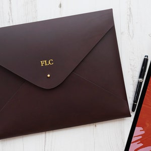 iPad Pro MONOGRAM Leather Sleeve Folio Case - Chocolate          9.7&quot;   10.5&quot;  11&quot;    13&quot;