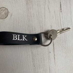 Leather Keyring Keychain Keyfob personalised monogram - Black