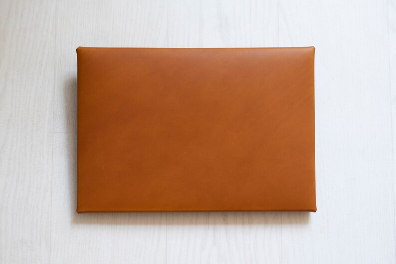 MacBook 12 inch MONOGRAM leather sleeve case custom Personalized Tan image 4