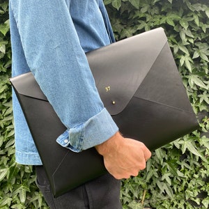 Portfólio de couro preto extra grande A3 Designer Fotógrafo Artista Arquiteto