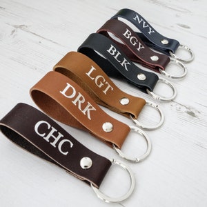 Personalised Leather Keyring Key fob Keychain housewarming gift monogram image 2