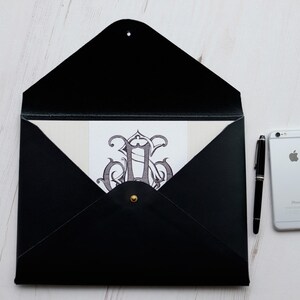 MacBook 12" inch MONOGRAM Leather sleeve Case Folder Holder Custom Personalised - Black image 3