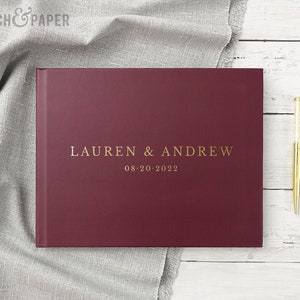 Gold Foil Wedding Guest Book Alternative Custom Wedding Guestbook Rustic Photo Album Sign in Book Wedding Gift Ideas
