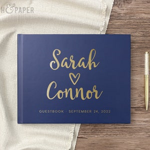 Wedding Guest Book Navy Gold Foil Wedding Guestbook Personalized Photo Album Wedding Book Booth Ideas