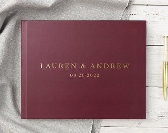 Gold Foil Wedding Guest Book Alternative Custom Wedding Guestbook Rustic Photo Album Sign in Book Wedding Gift Ideas