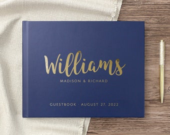 Wedding Guest Book Wedding Guestbook Navy Blue Guest Book Personalized Wedding Rustic Photo Album Sign in Book