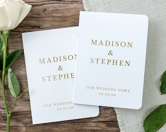 Wedding Vow Books Set of 2, Personalized Wedding Vow Keepsake Book, Wedding Vow Booklets For Bride and Groom Vows