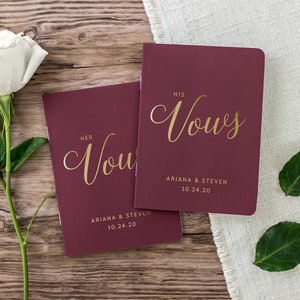 Real Foil Wedding Vow Books, Personalized Wedding Vow Book Set, Bride and Groom Vows, Vow Booklets, Gold Foil, Colors Available