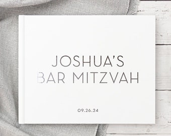 Bar Mitzvah Guest Book Jewish Bar Mitzvah Gift Idea Photo Album for Party, Mazel Tov Custom Sign in Guestbook with Foil