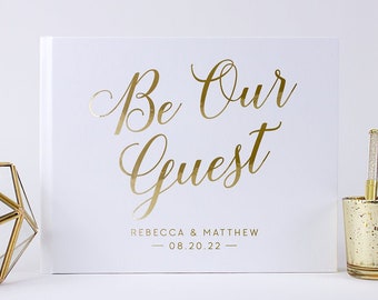 White Wedding Gold Foil Guest Book Alternative Custom Wedding Guestbook Unique Wedding Photo Album Sign In Book Ideas