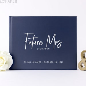 Bridal Shower Guest Book Navy Album for Future Mrs Bride Wife to Be, Wedding Shower Bachelorette Photo Booth Album, Colors Available