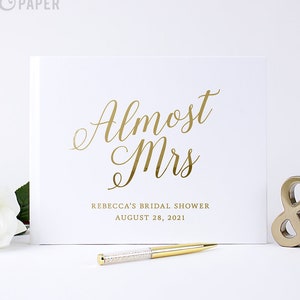 Bridal Shower Guest Book White and Gold Gift for Bride to Be Advice, Letters to Bride for Future Mrs, Personalized Colors Available