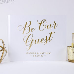 White Wedding Gold Foil Guest Book Alternative Custom Wedding Guestbook Unique Wedding Photo Album Sign In Book Ideas