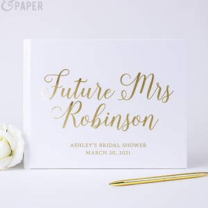Bridal Shower Guest Book Photo Album Advice for Bride Groom Wedding Party Guestbook Gift for Future Bride, White Gold Colors Available