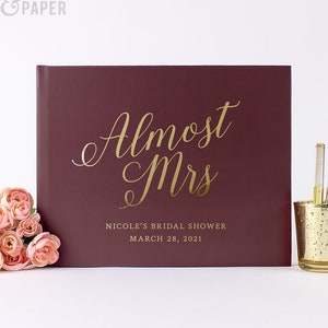 Bridal Shower Guest Book Photo Album, Red Burgundy Gold Bride to Be Future Bride Guestbook, Customizeable Wedding Shower Colors Available