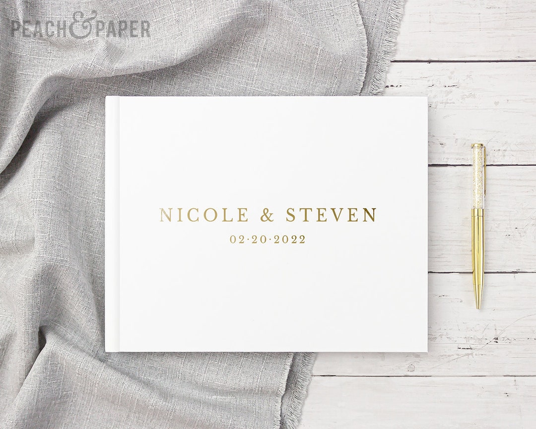 Embossed Guest Book Wedding Guestbook, Blank Lined Pages Wedding