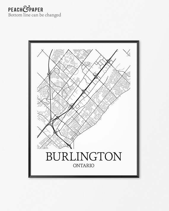 Burlington Map Art Print Burlington Poster Map of Burlington | Etsy