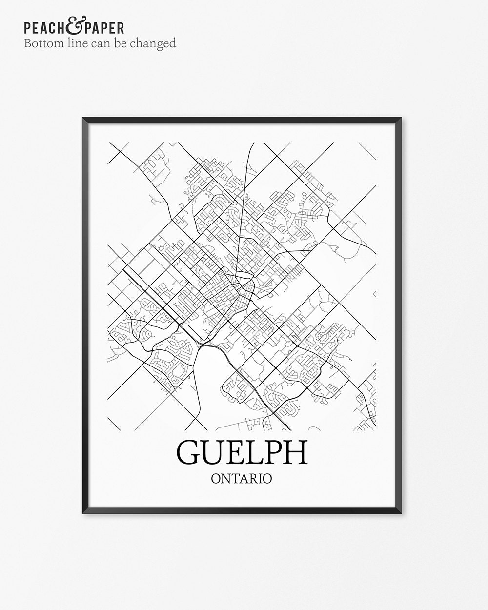 Guelph Map Art Print Guelph Poster Map of Guelph Decor Etsy