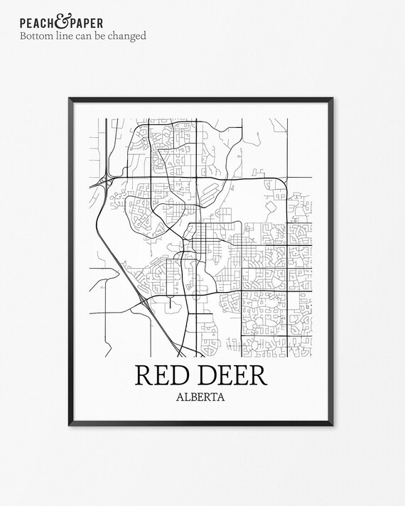 Red Deer Map Art Print Red Deer Poster Map of Red Deer Decor | Etsy