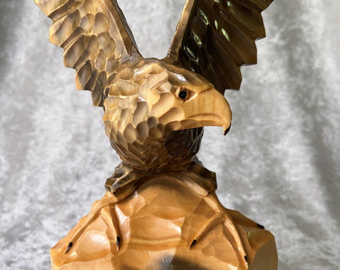 Vintage Carved Wood Eagle Statue Etsy