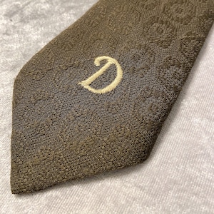 Corbata Vintage Brown Letra D, Corbata Marrón, Ropa Masculina, Corbata Personalizada