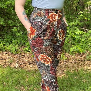 Vintage 1980s Floral Pants, Women&#39;s Size S