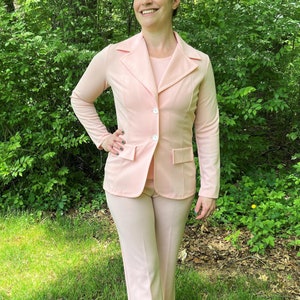 Vintage Pink 4 Piece Women&#39;s Suit, Pantsuit, Skirt Suit, 1970s Suit, Women&#39;s Size M-L