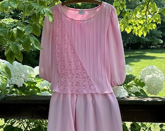 Vintage Pink Lace Sandi Dee Dress, Size Large