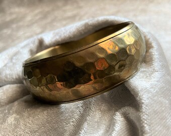 Chunky Brass Bangle Bracelet with Tricolor Studs