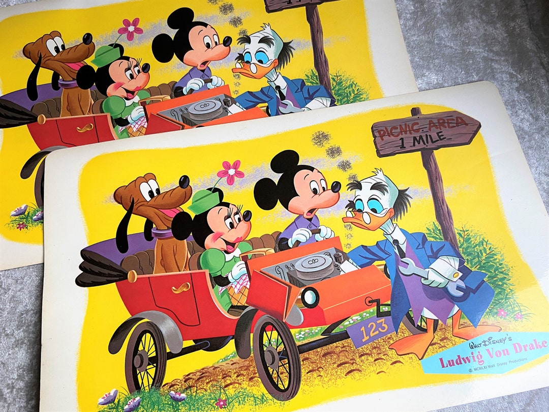 Vintage 1960s Walt Disney Placemat, Mickey Mouse Placemat, Minnie Mouse ...