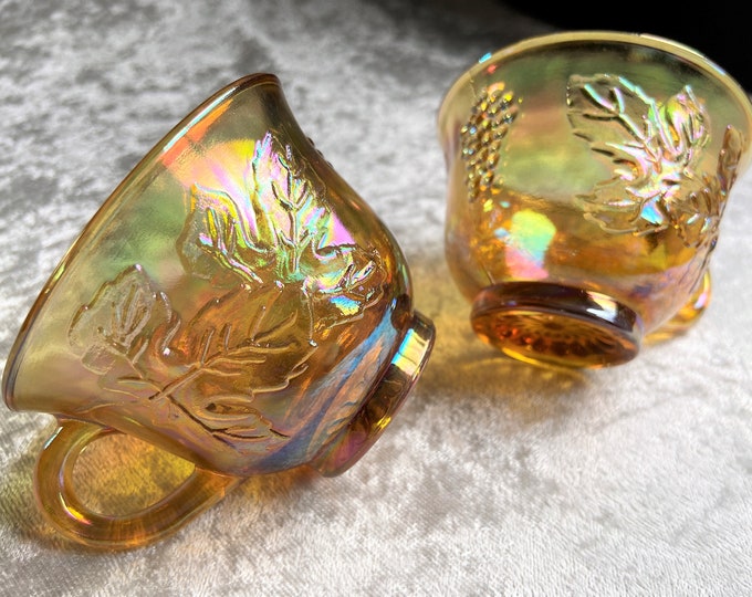 Vintage Indiana Carnival Glass Tea Cups Orange Carnival Etsy