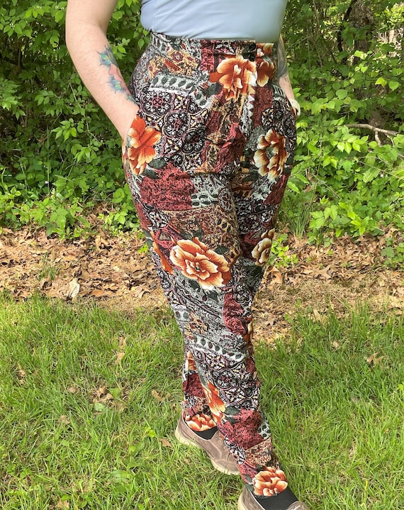 Pantalon Vintage 1980s Flores Mujer Talla S Etsy Espana