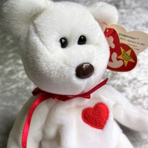 Vintage Ty First Edition Valentino Bear Beanie Baby, Brown Nose, PVC Pellets, Rare Errors