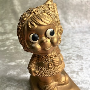 Vintage Gold 1970s Love Statue, Hippie Figurine, 1970s Figurine