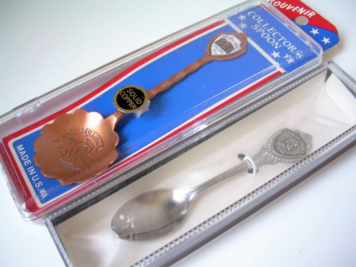 Buy Vintage Illinois Collector's Spoons Set of 2, Copper, Teaspoons