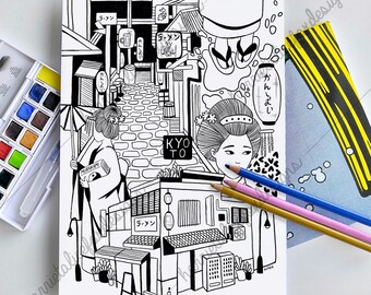 Travel Colouring Pages - round the world - tourist souvenir designs (Digital download - Print at home)