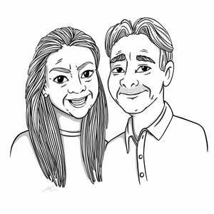 Digital Custom Portrait, Head & Shoulders, Couples Illustration, Family commission, cartoon drawing from photo image 9