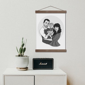 Digital Custom Portrait, Head & Shoulders, Couples Illustration, Family commission, cartoon drawing from photo image 8