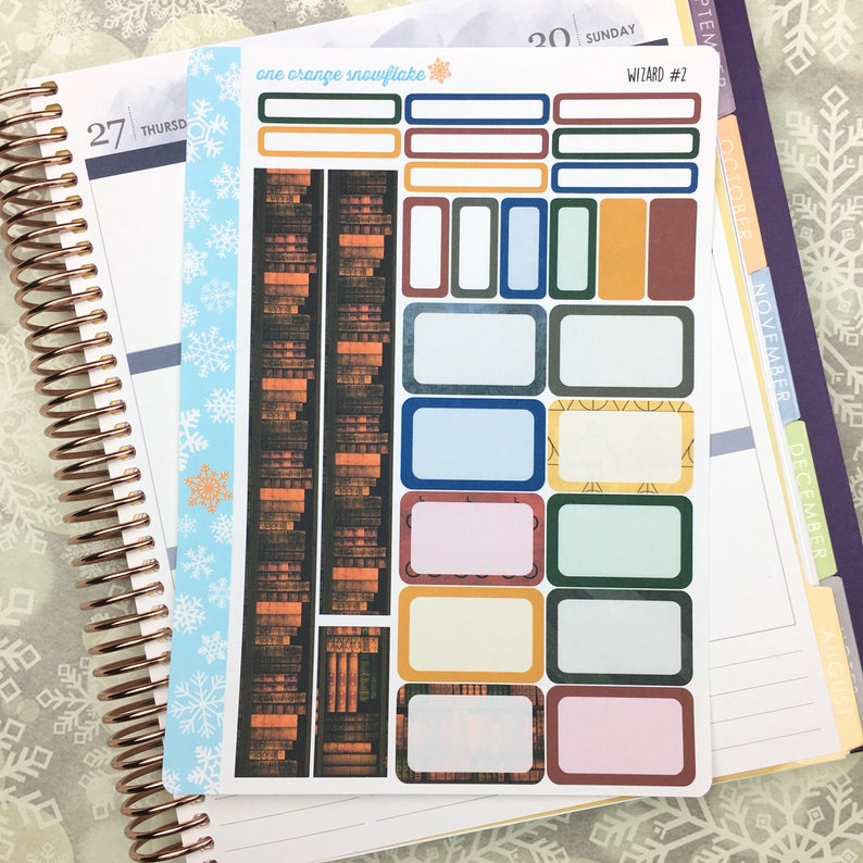 Wizard 3 Page Kit of Stickers for Paper Planners Bullet Journals and Calendars