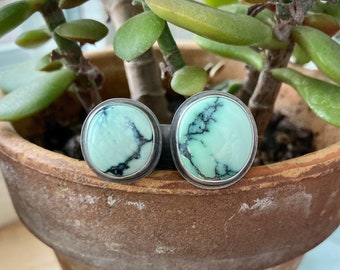 Double Prince variscite and sterling silver statement ring, wide band, silversmith jewelry